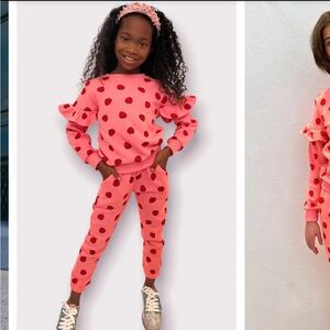 Lola + The Boys Pink Strawberry Matching Set